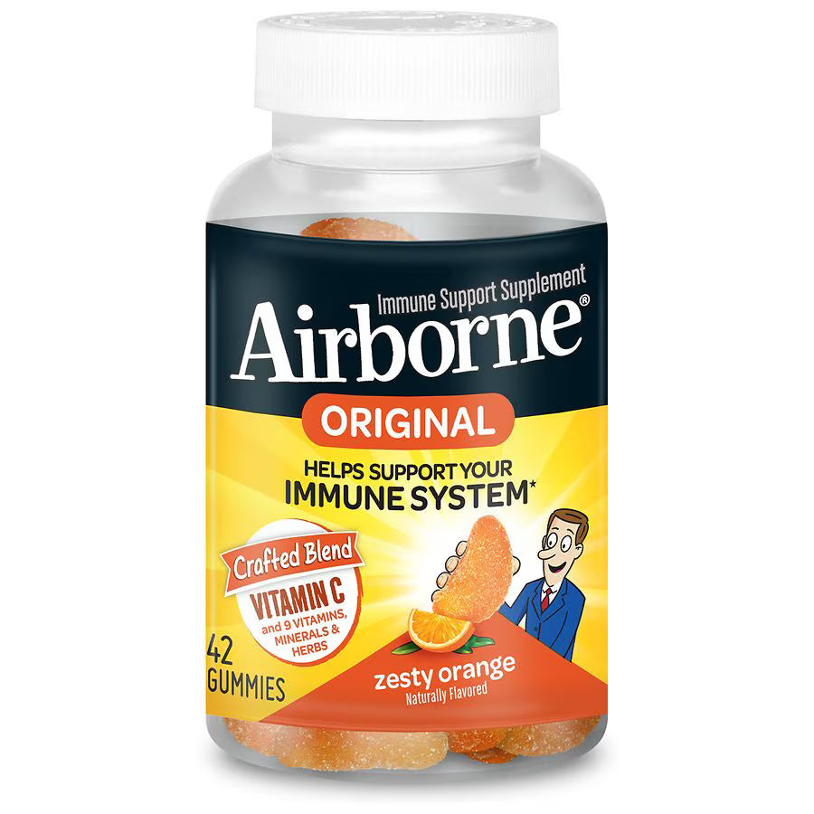 Airborne Gummies, 750mg of Vitamin C and Minerals & Herbs, Immune Support Zesty Orange 42 gummies., $21.00