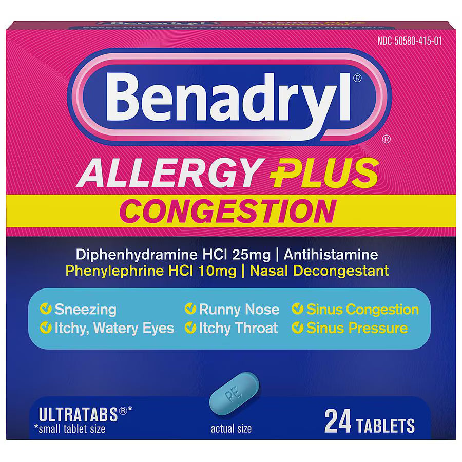 Benadryl Allergy + Congestion UltraTabs Tablets 24 pk., $16.00