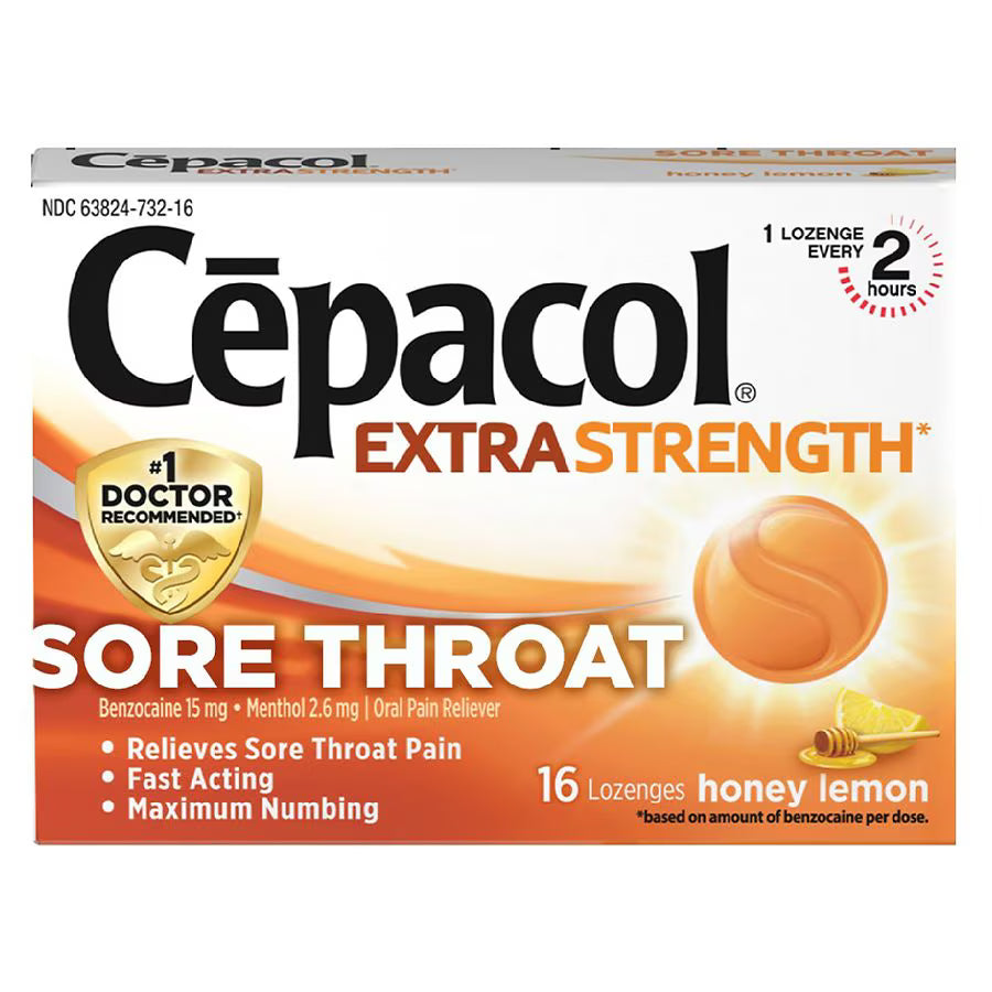 Cepacol Extra Strength Sore Throat Relief Lozenges Honey Lemon 16 pk., $11.00