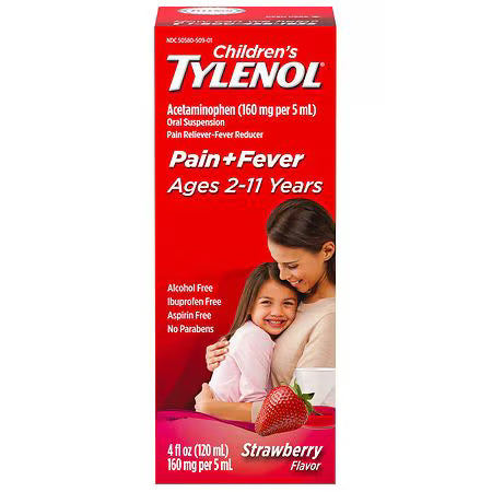 Children's TYLENOL Pain + Fever Relief Medicine Strawberry 4.0 fl oz., $15.00