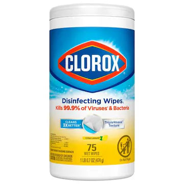 Clorox 3-In-1 Crisp Lemon Disinfecting Wipes 75 wipes., $12.00