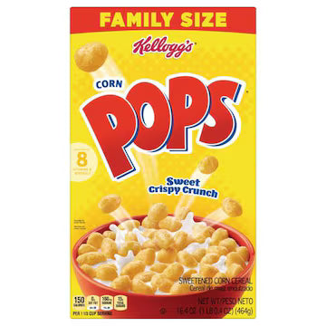 Corn Pops Corn Cereal, Sweetened, Family Size $14.00