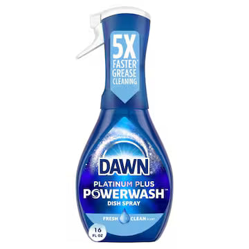 Dawn PLATINUM PLUS POWERWASH Spray, Dish Soap, Fresh, 1 Starter Kit, 16 fl oz., $12.00
