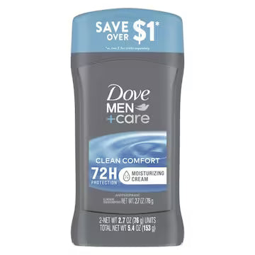Dove Men+Care Antiperspirant, Clean Comfort, Twin Pack, Special Value 2 pk. of 2.7 oz., $21.00