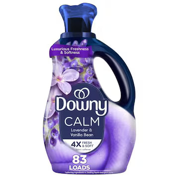 Downy Ultra Soft + Fresh CALM Fabric Softener, Lavender and Vanilla Bean, 56 fl oz, 83 Lds., $15.00