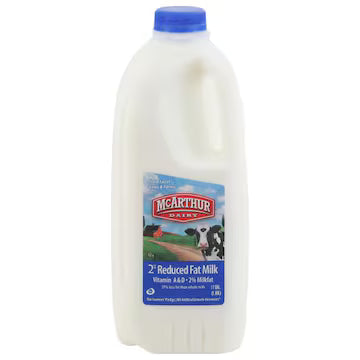 McArthur Dairy Milk, 2% Reduced Fat 0.5 gal., $10.00