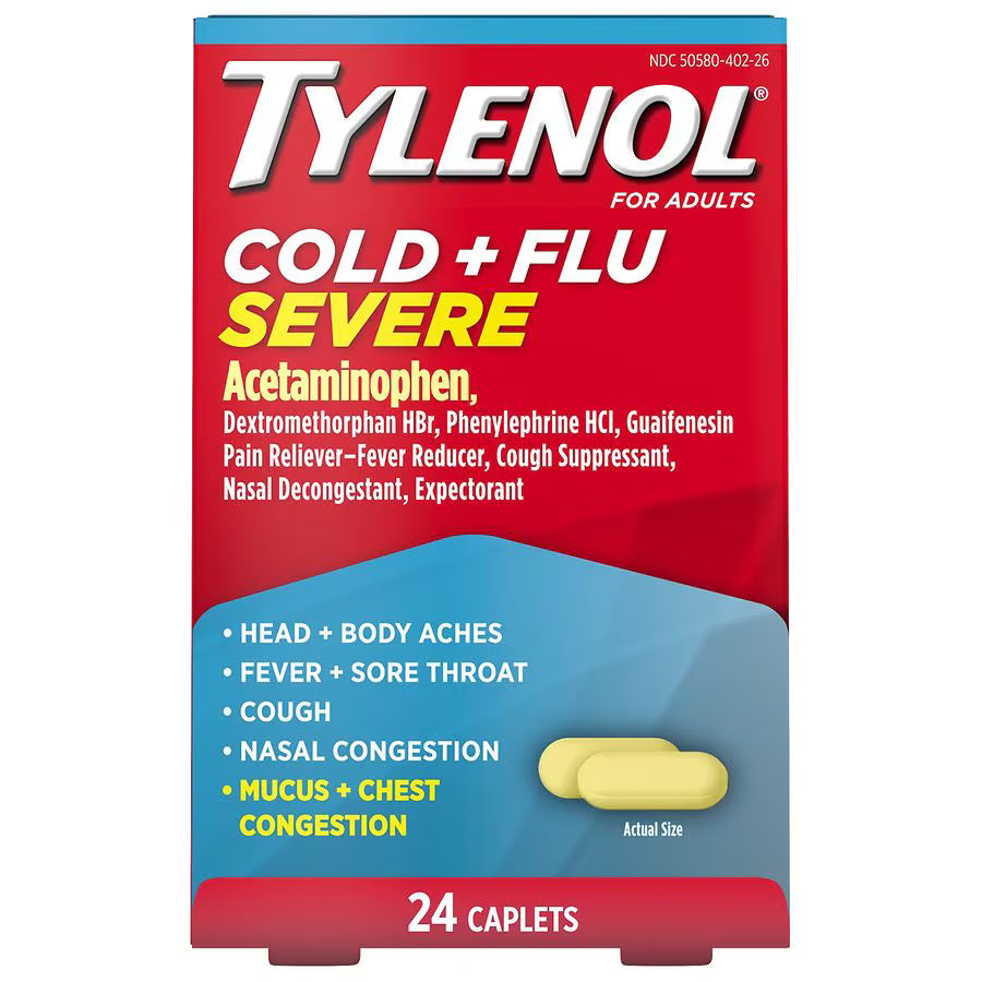 TYLENOL Cold + Flu Severe Caplets For Multi-Symptom Relief 24 oz., $18.00