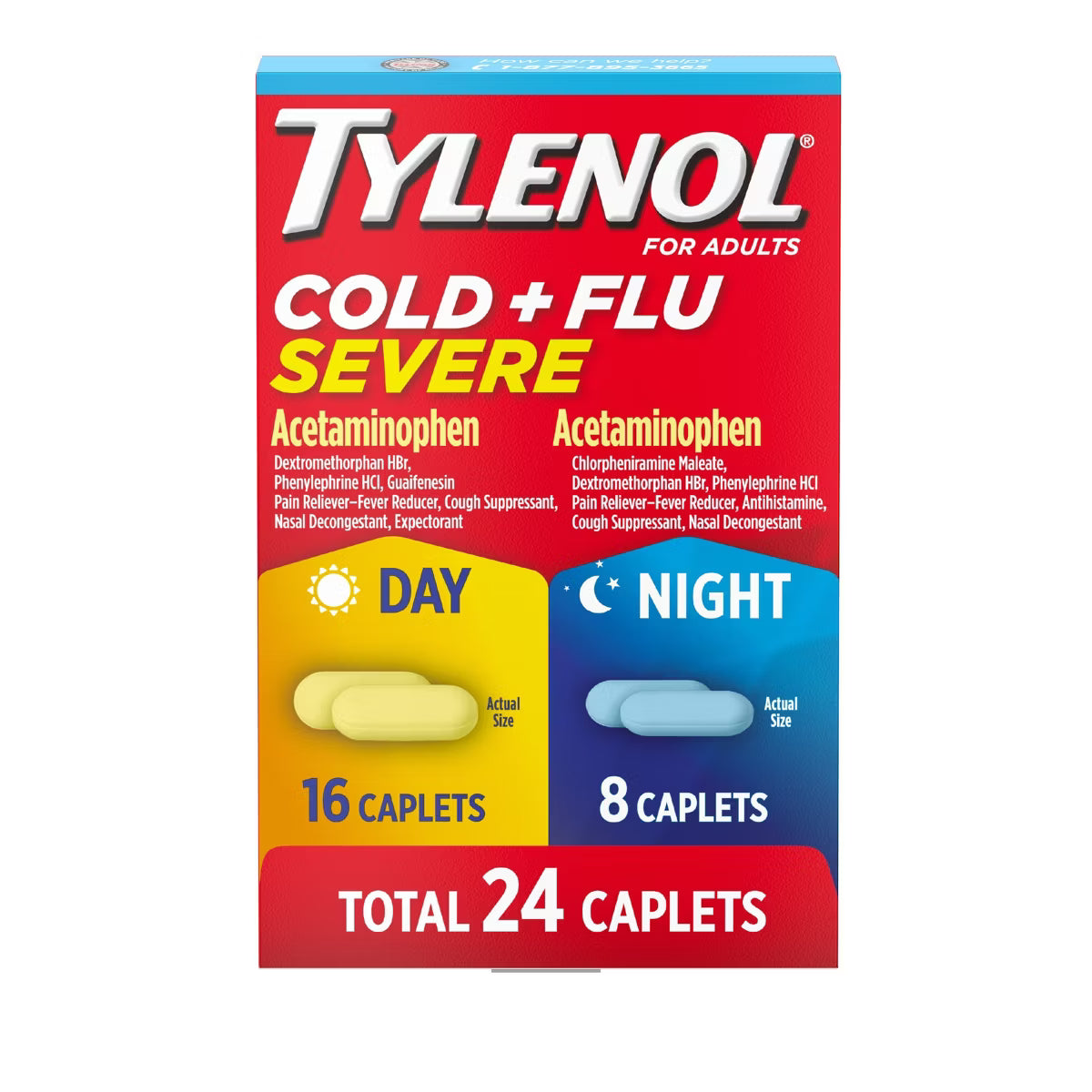 TYLENOL Cold + Flu Severe Day & Night Caplets Combo Pack 24 pk., $18.00