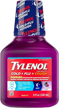 TYLENOL Cold + Flu + Cough Night Liquid Medicine Wild Berry Burst 8.0 fl oz, $15.00