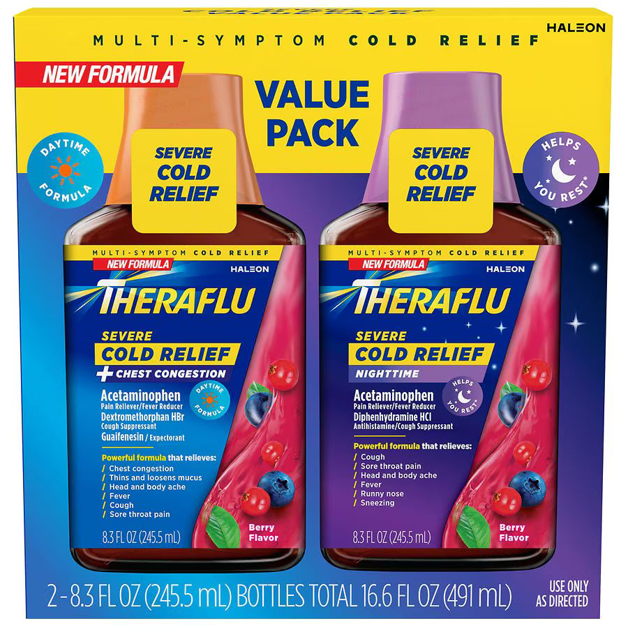 TheraFlu Day and Night Severe Cold and Cough Syrup Berry 2 pk. of 8.3 fl oz., $25.00