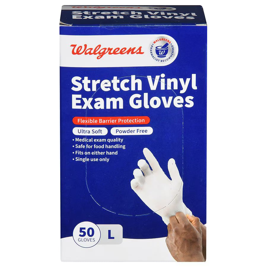 Walgreens Stretch Vinyl Exam Gloves L 50 $15.00