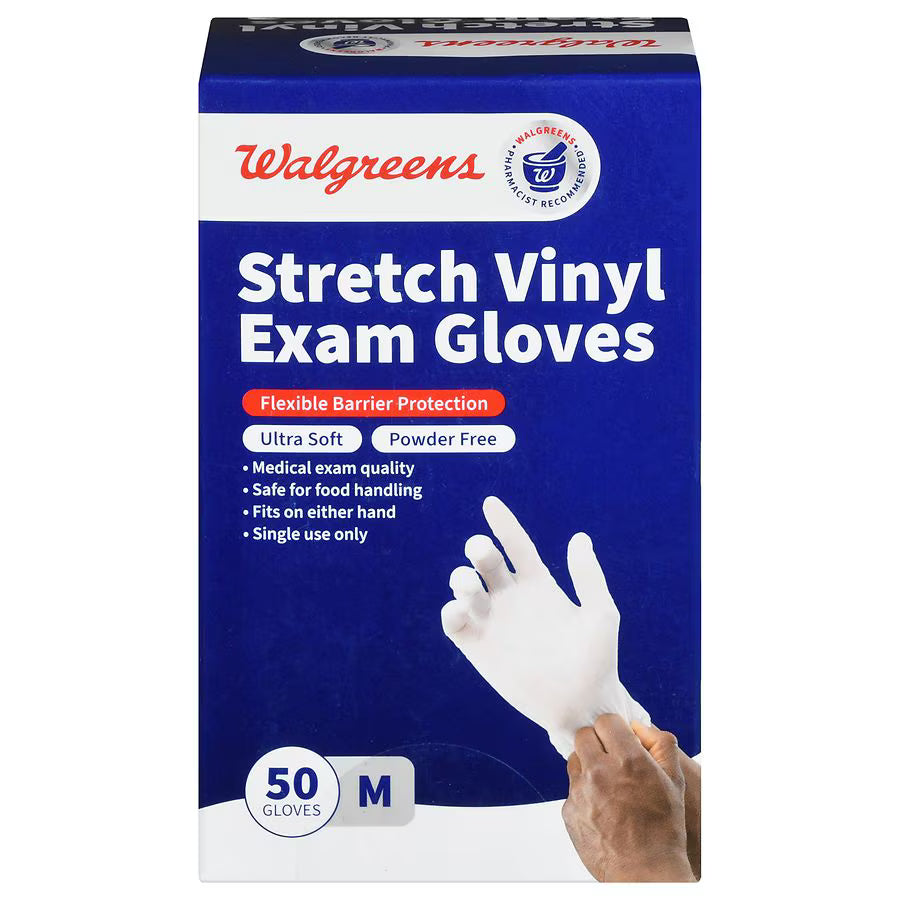 Walgreens Stretch Vinyl Exam Gloves M 50 pk., $15.00