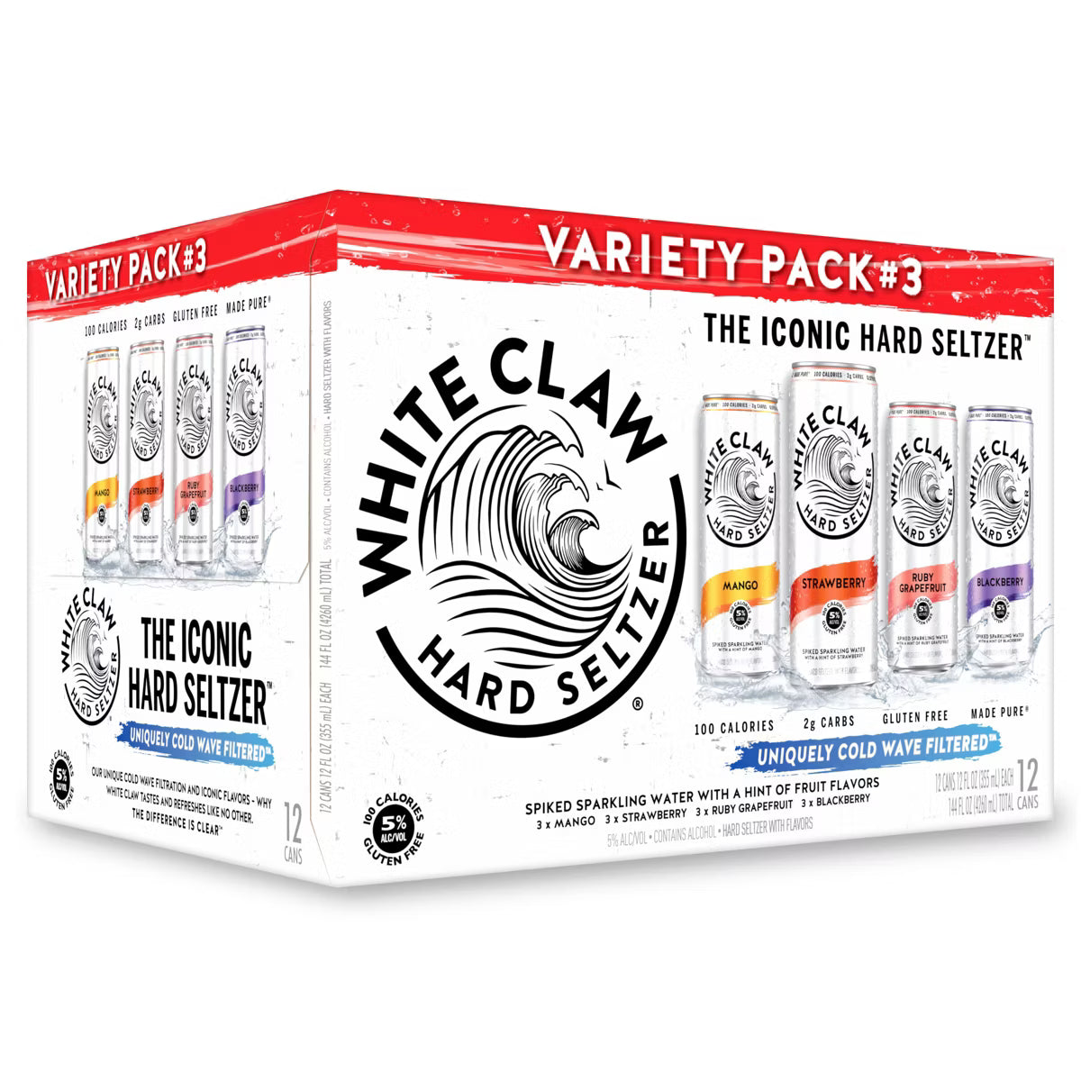 White Claw Hard Seltzer Variety Pack #3 - 12pk. of 12 fl oz., $31.00